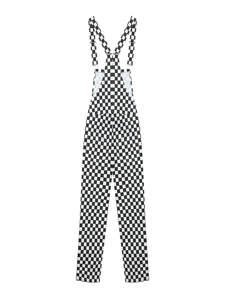 Zoe Retro Checkerboard Hip-Hop Overalls