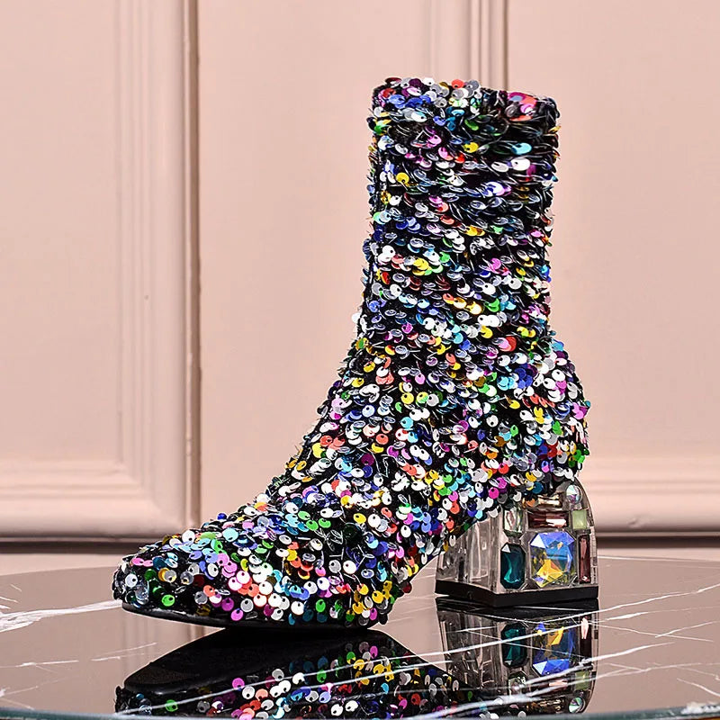 Liosa Colorful Sequin Ankle Boots