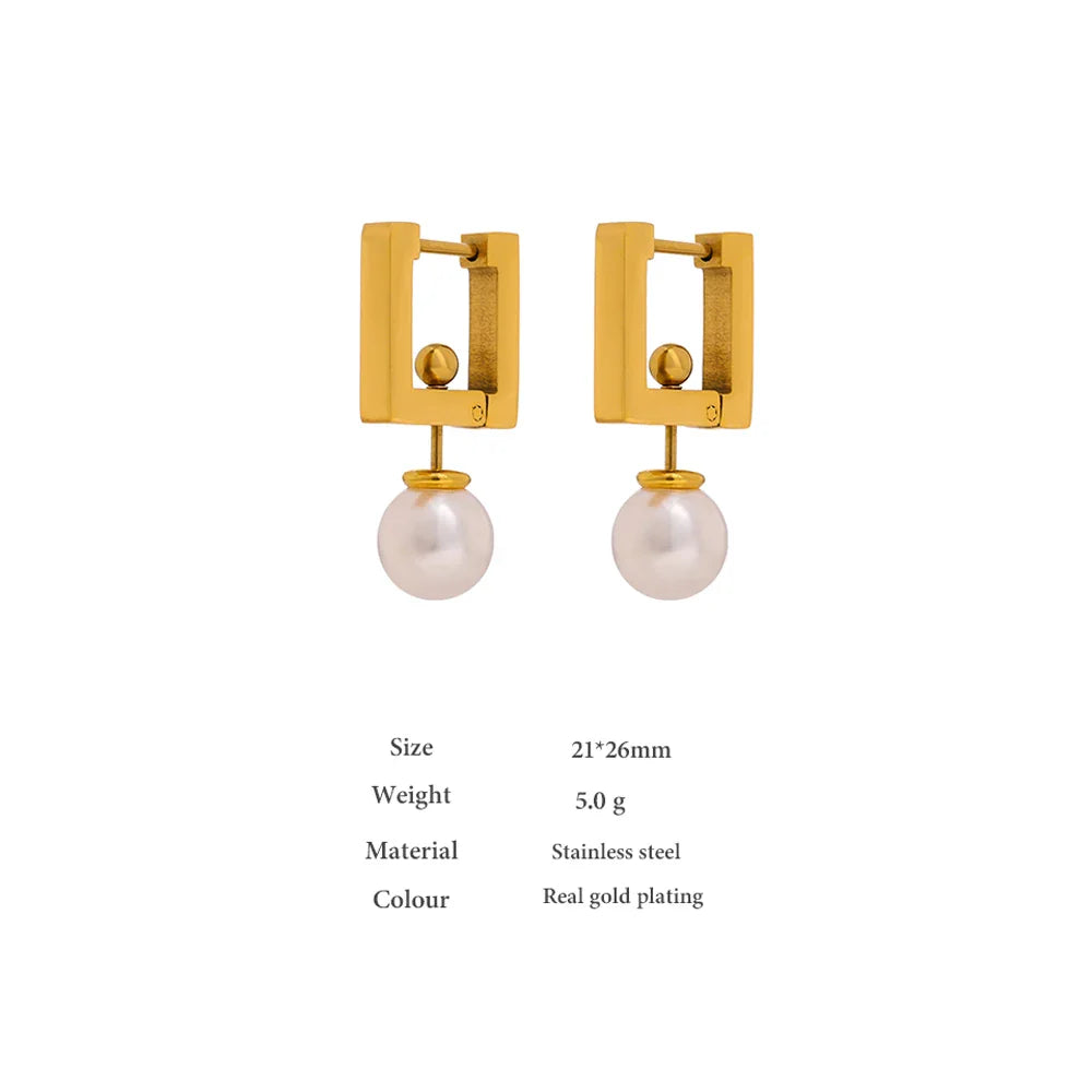 Neue Pearl Drop Square Hoop Earrings