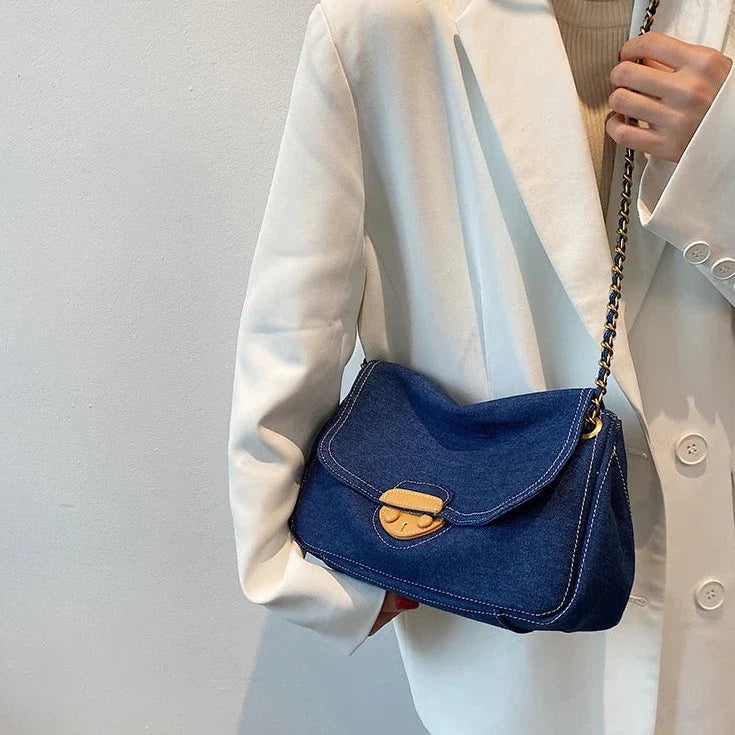 Lana Vintage Blue Denim Flap Bags