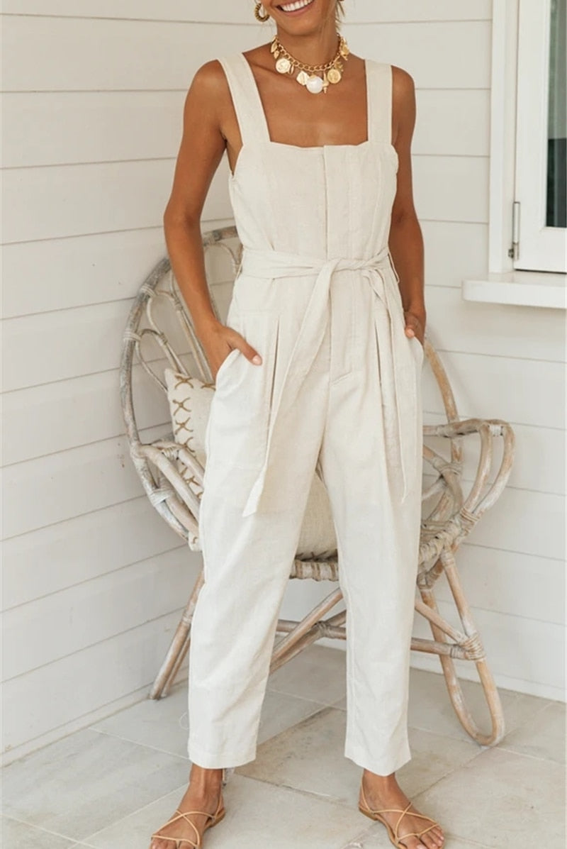 Bohemian Cotton Linen Jumpsuit
