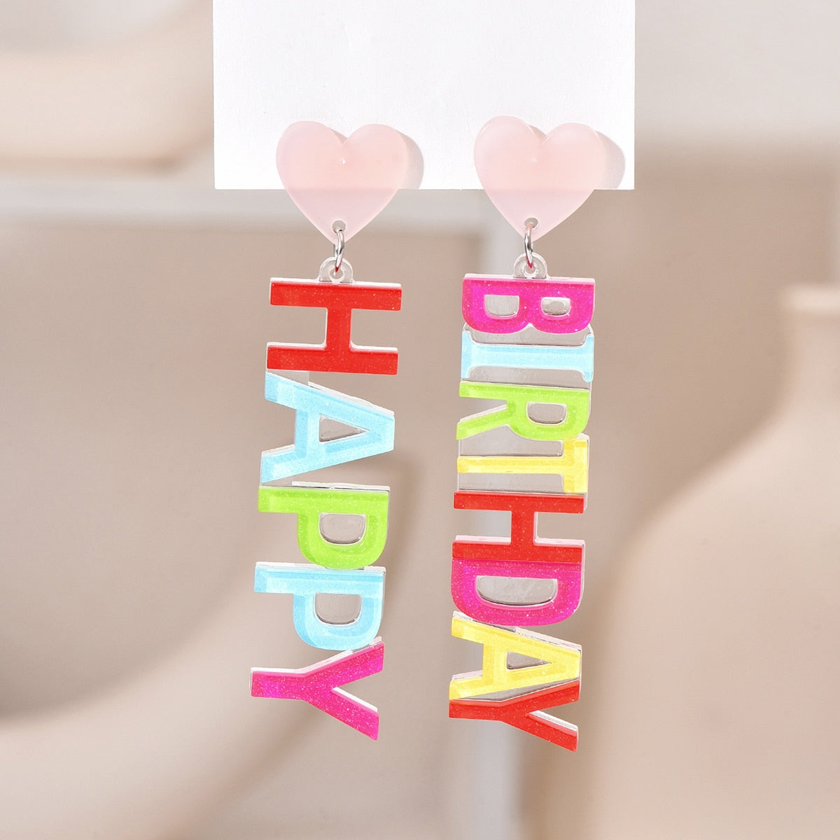 Happy Birthday Acrylic Drop Earrings