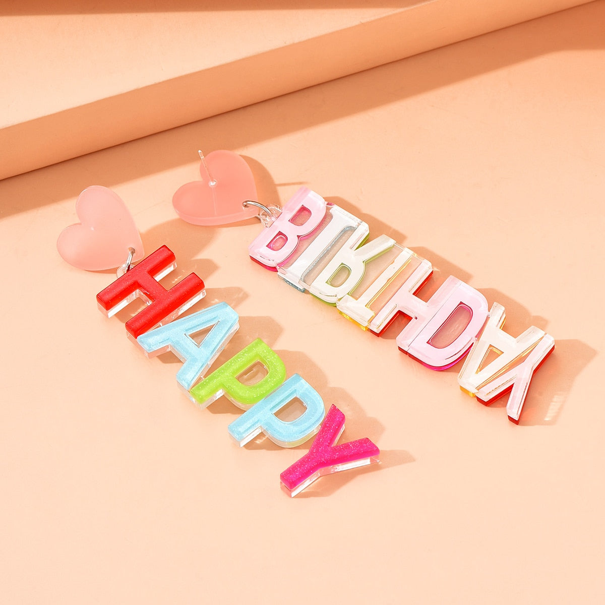 Happy Birthday Acrylic Drop Earrings