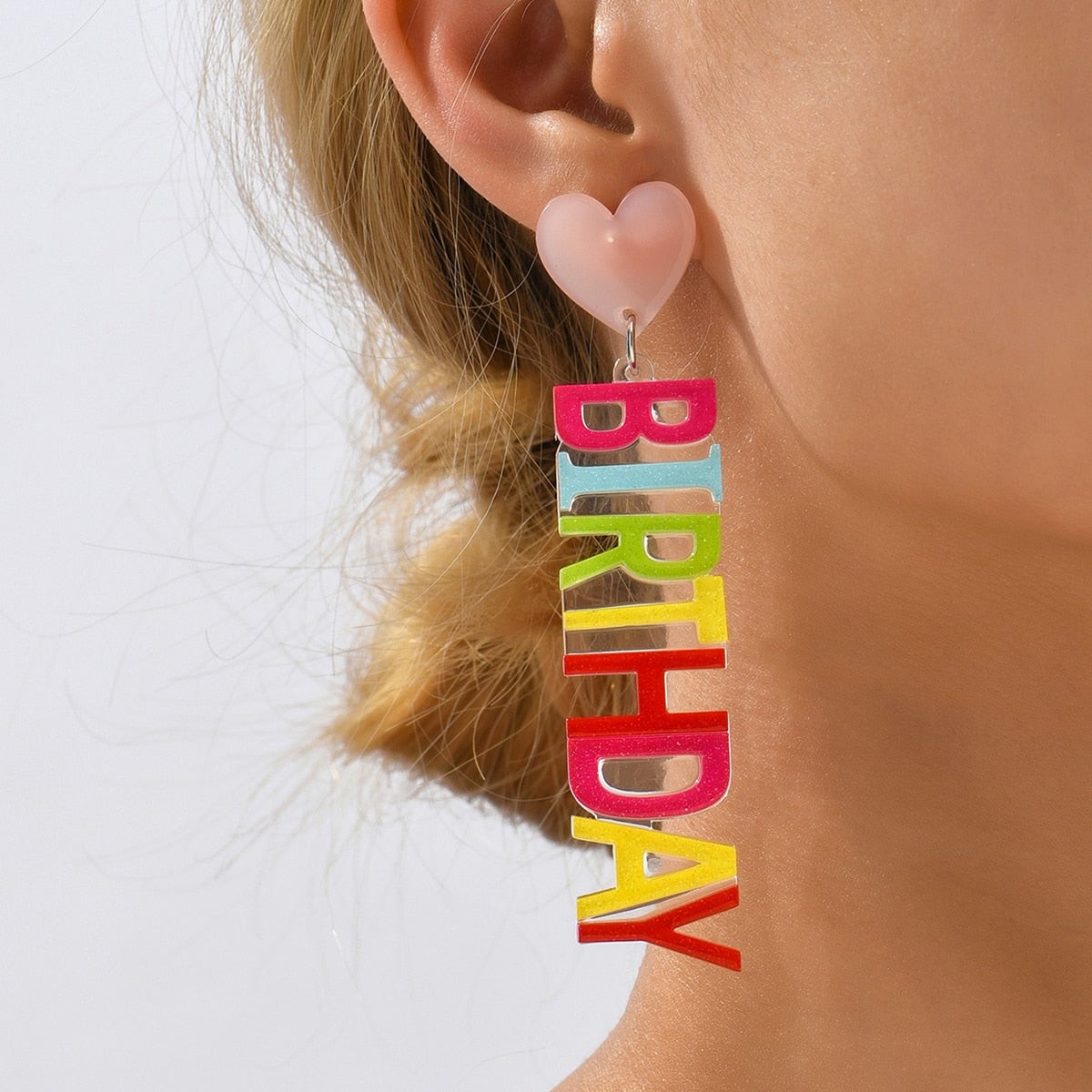 Happy Birthday Acrylic Drop Earrings