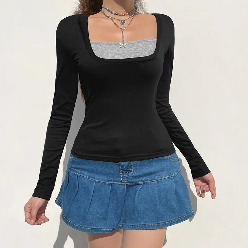 Hot Summer Skinny Tees for Ladies with Folds