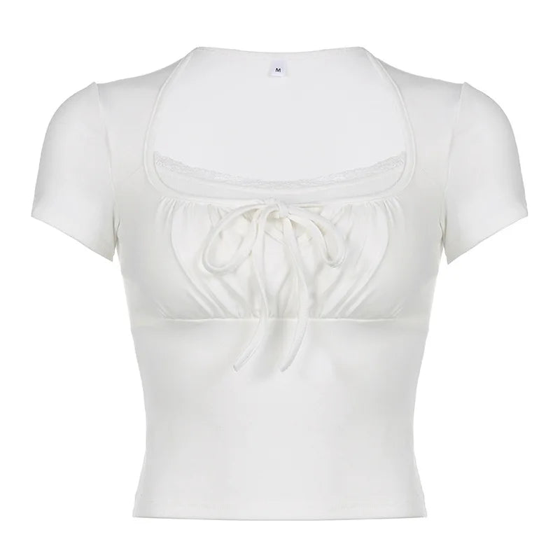 Hot Summer Skinny Tees for Ladies with Folds