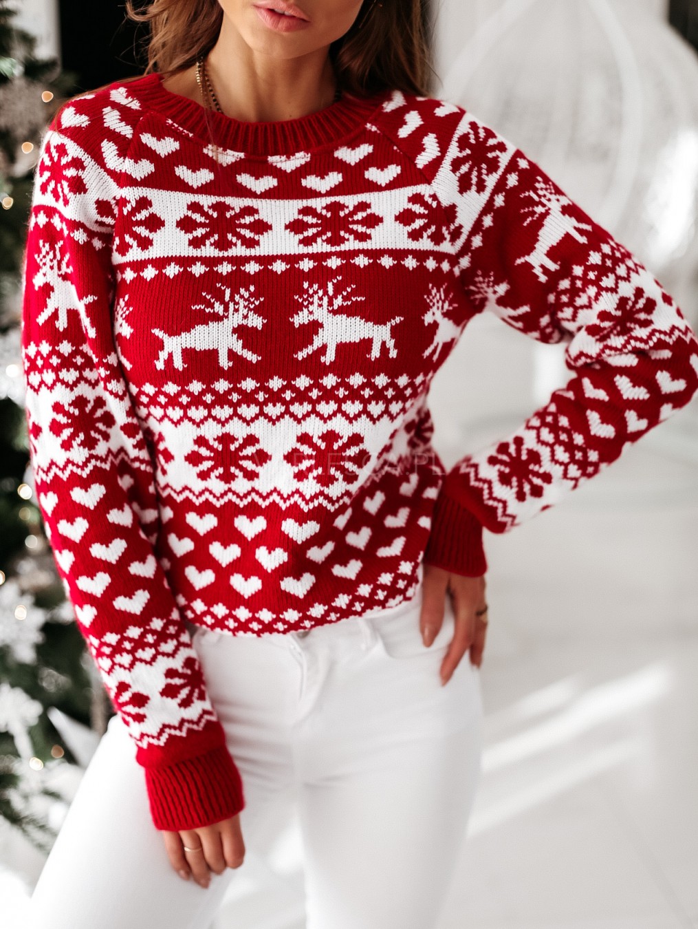 Christmas Sweater Knitted Pullover Sweater Snowflake Elk Print Sweaters