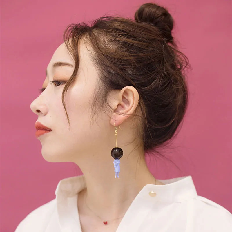 Glass Ball and Lady Drop Earrings