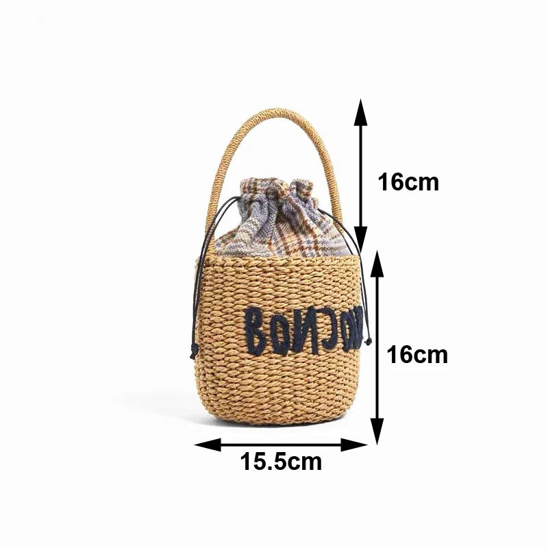 Bonjour Mini Straw Basket Bag