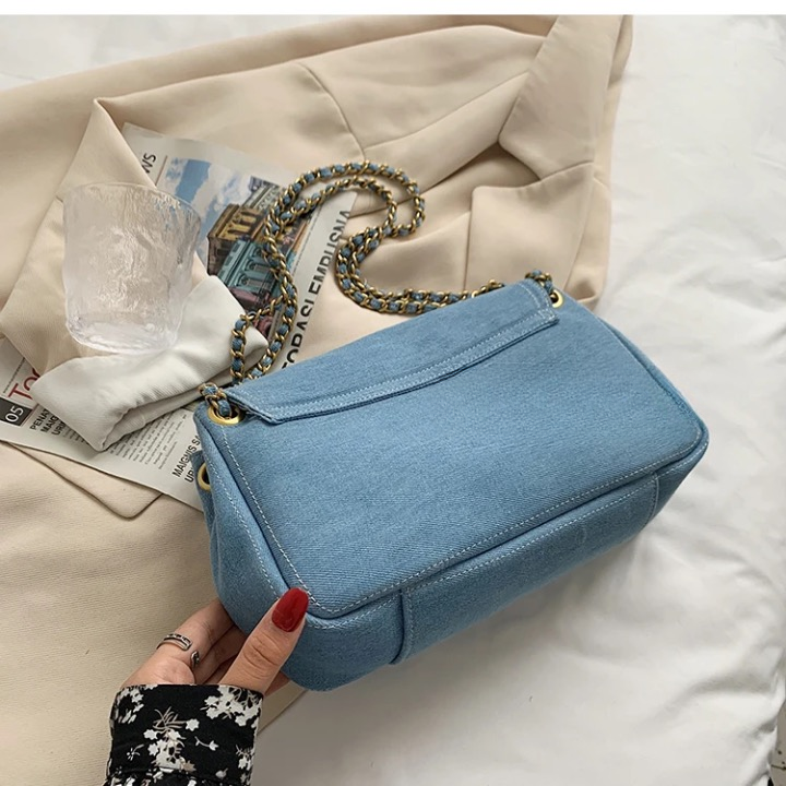 Lana Vintage Blue Denim Flap Bags