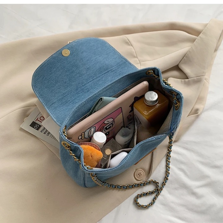 Lana Vintage Blue Denim Flap Bags