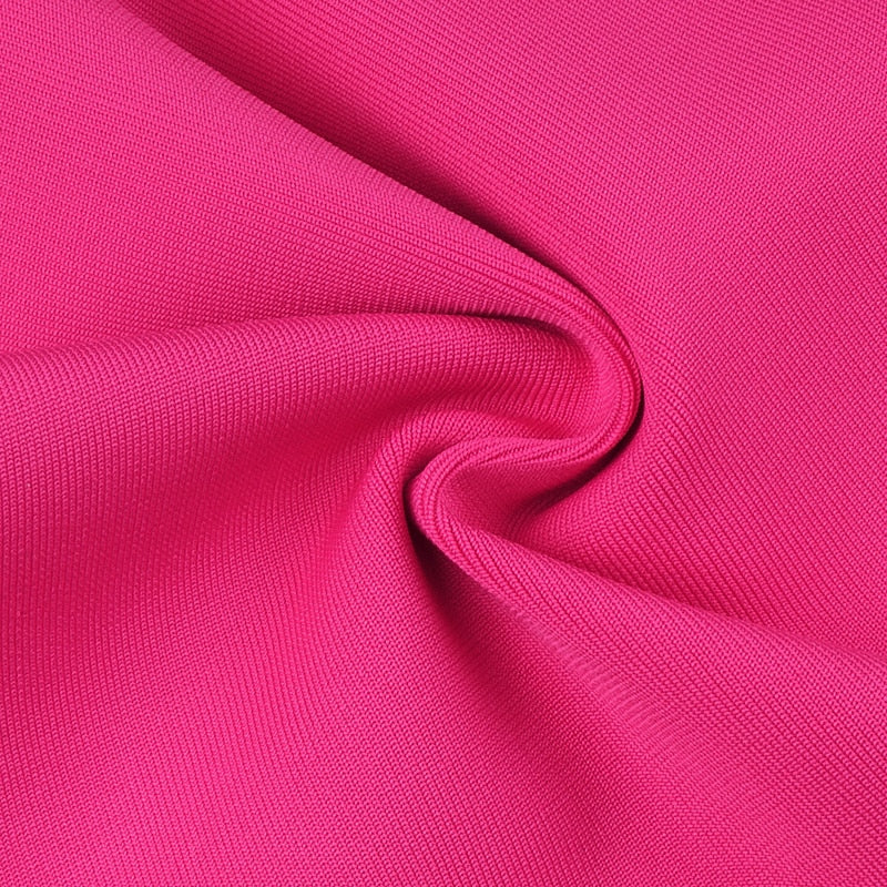 High-Quality Red Black Sparkly Backless Diamonds Tassel Rayon Bandage Dress