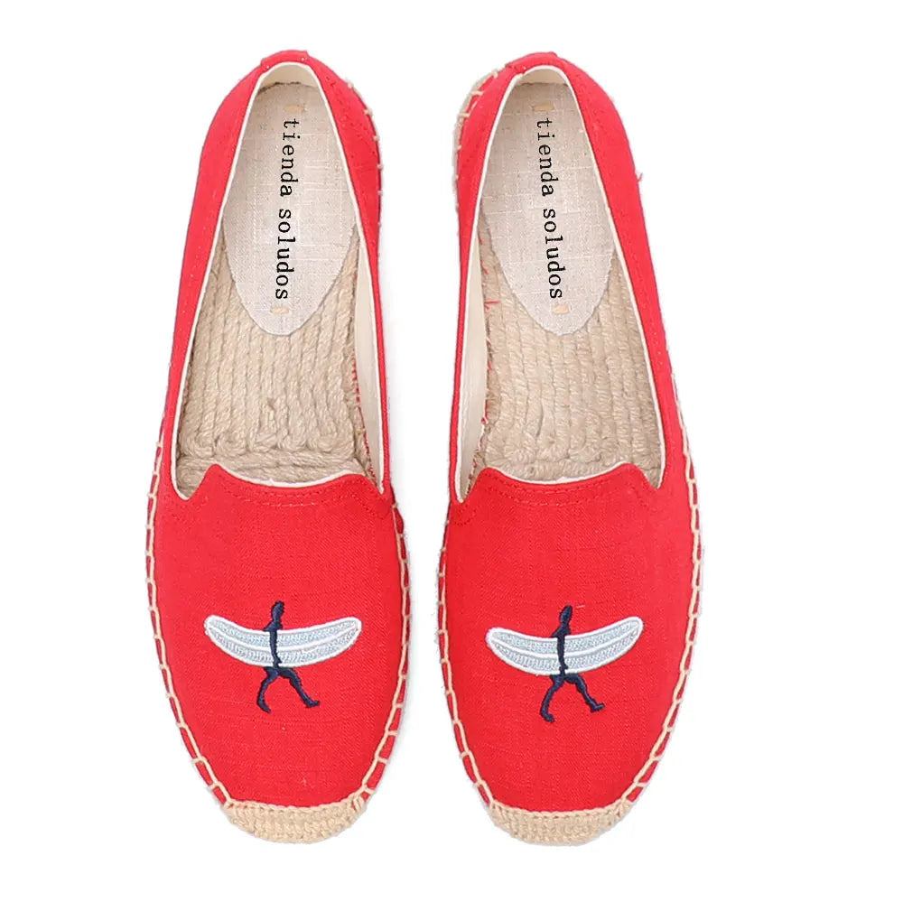 Surfer Embroidery Espadrille Slip-on Flat