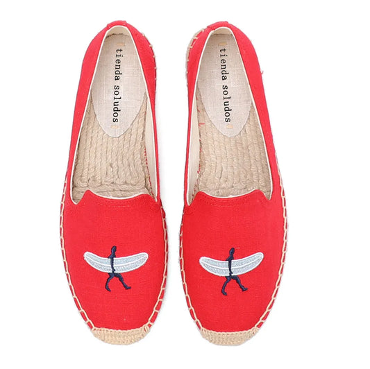 Surfer Embroidery Espadrille Slip-on Flat
