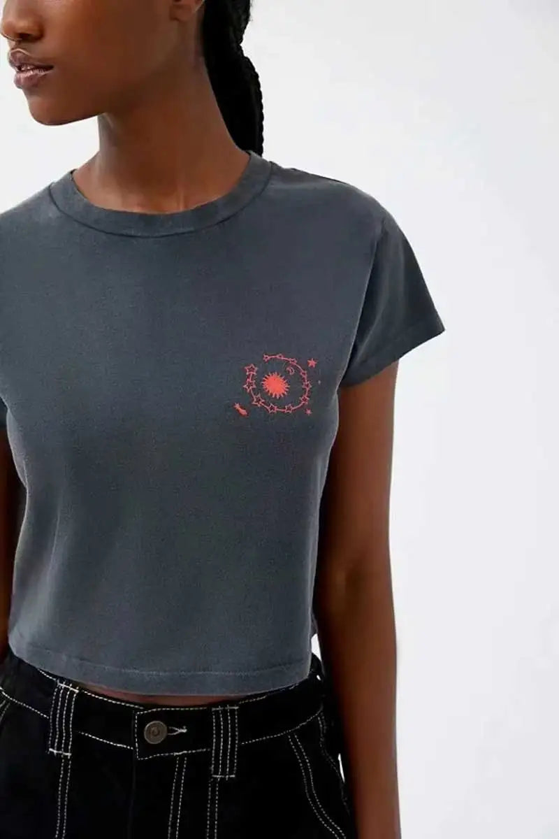 Soleil Luna Graphic Print Cropped T-Shirt