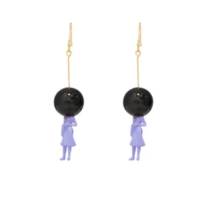 Glass Ball and Lady Drop Earrings