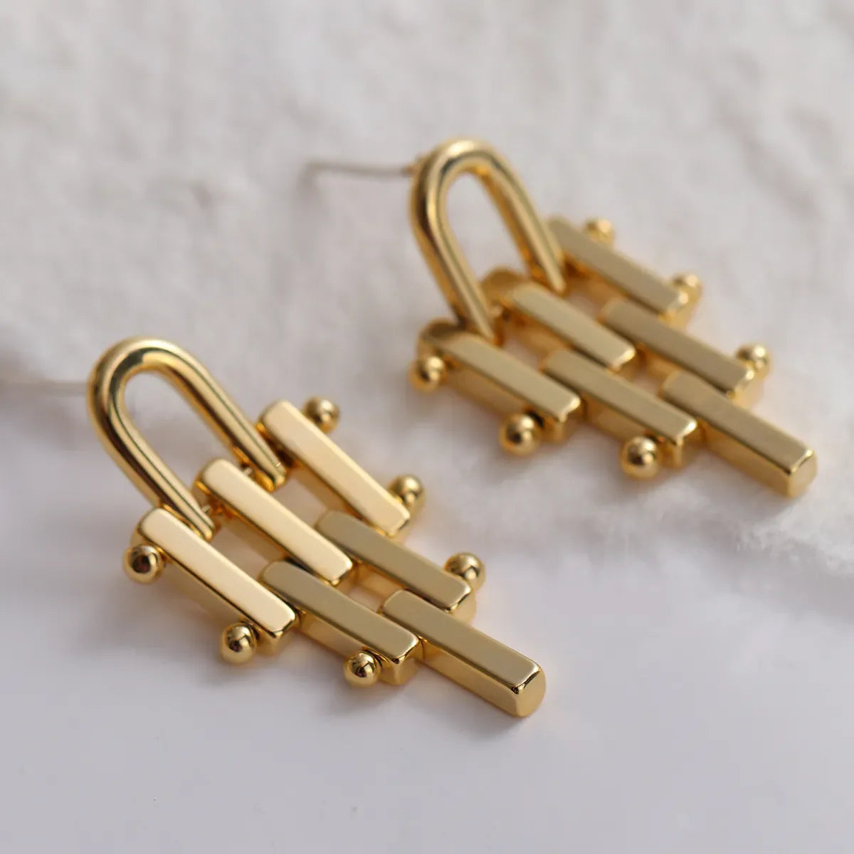 Geometric Metal Lattice Minimalist Earrings