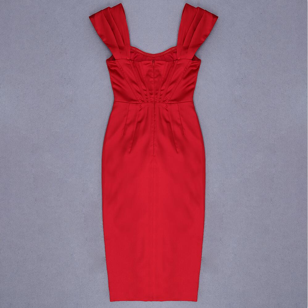 Runway Fashion Off-Shoulder Split Red Corset Dress