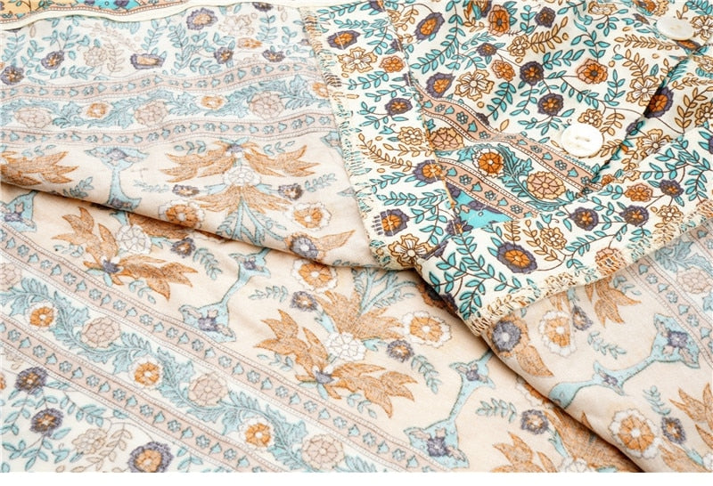 New Floral Print Summer Casual V Neck Bohemian Short Sleeve Dress For Woman