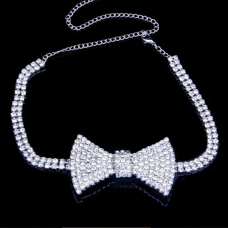 Carrie Crystal Bow Tie Choker Necklace