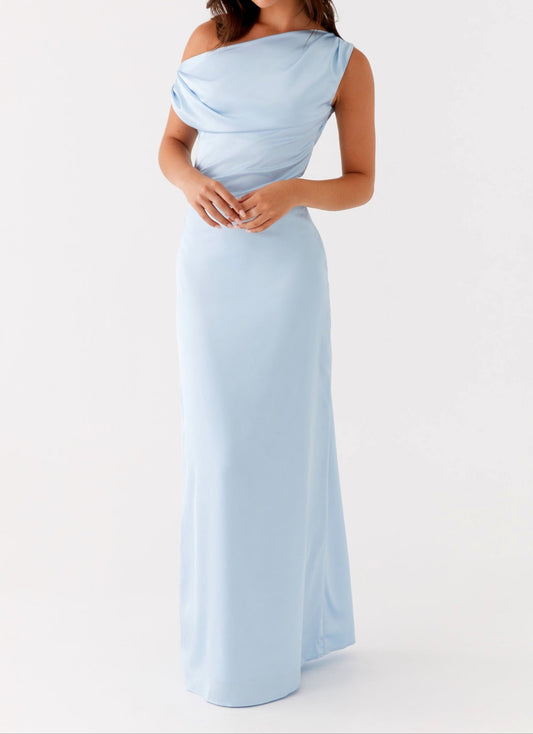Emily Satin Maxi Dress - Blue