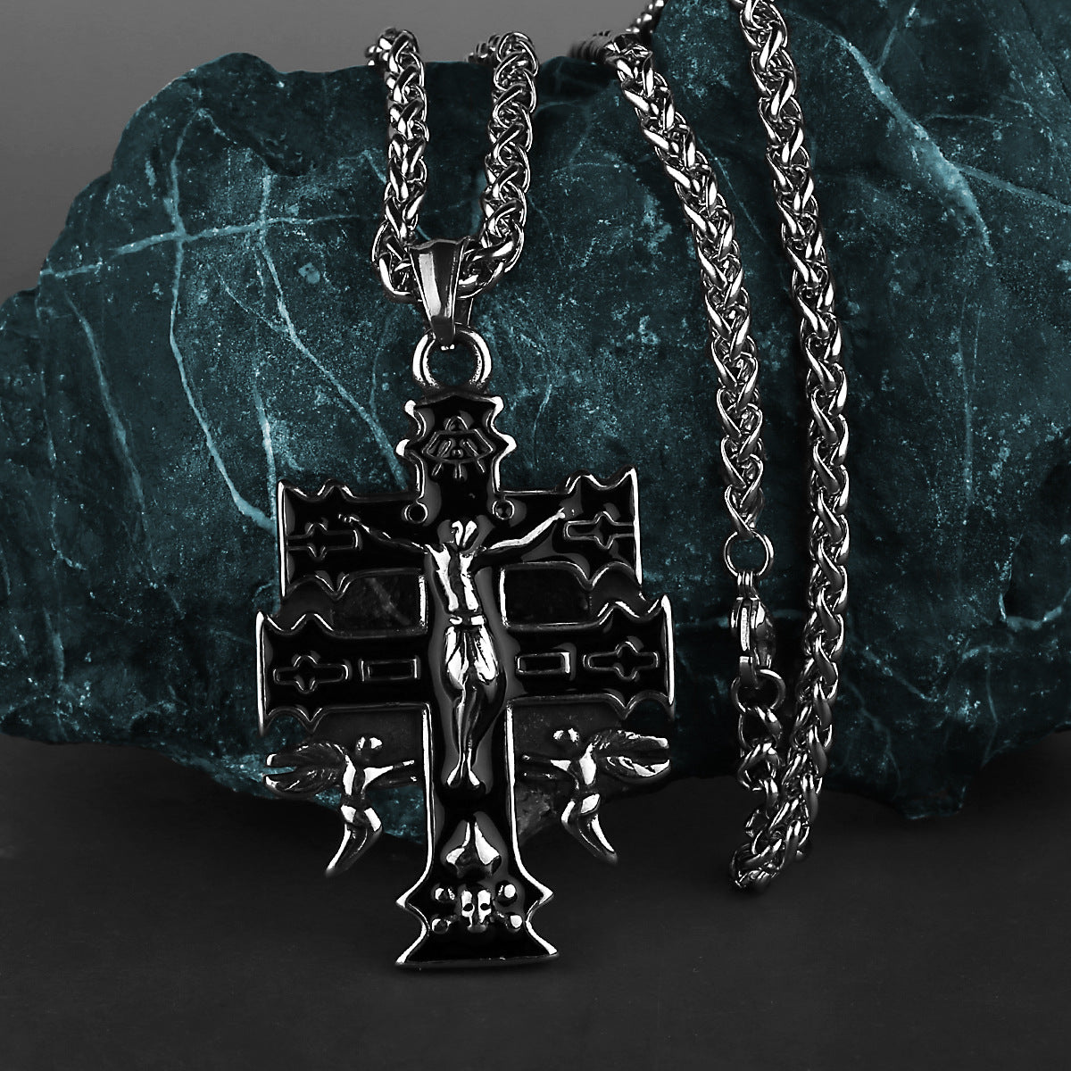 Heavy Double Cross Necklace