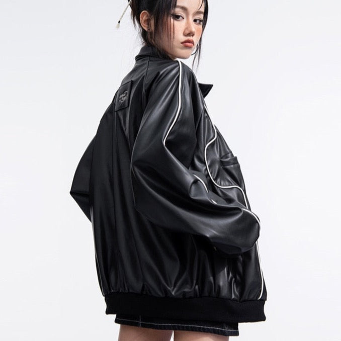 Heera Faux Leather Racer Bomber Jackets - 2 Colors
