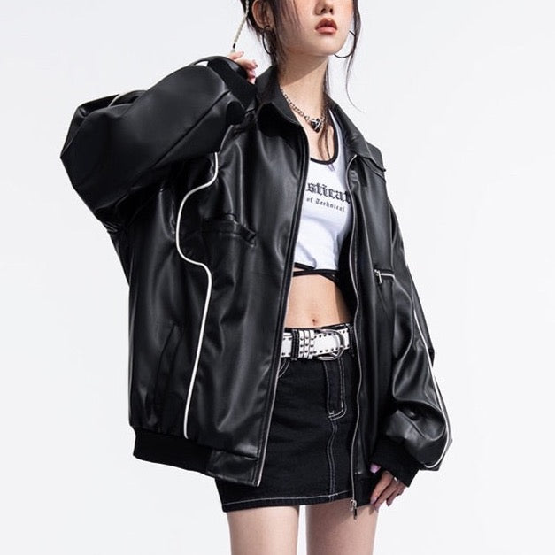 Heera Faux Leather Racer Bomber Jackets - 2 Colors
