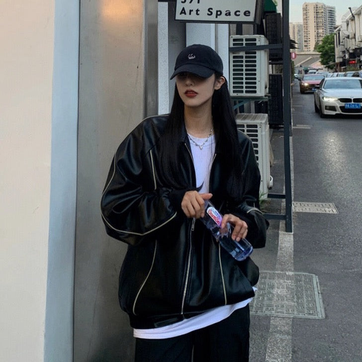 Heera Faux Leather Racer Bomber Jackets - 2 Colors