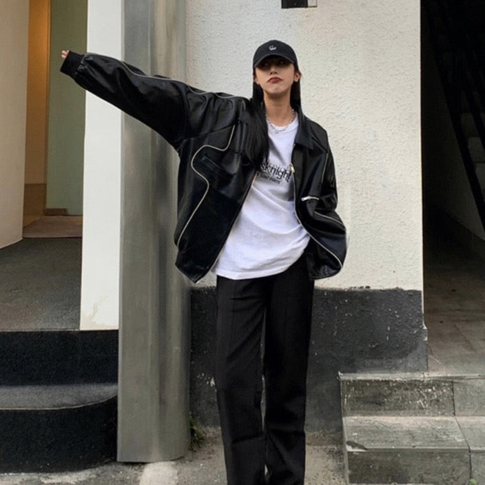 Heera Faux Leather Racer Bomber Jackets - 2 Colors