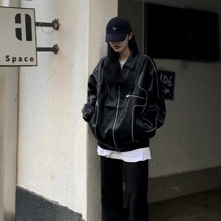 Heera Faux Leather Racer Bomber Jackets - 2 Colors