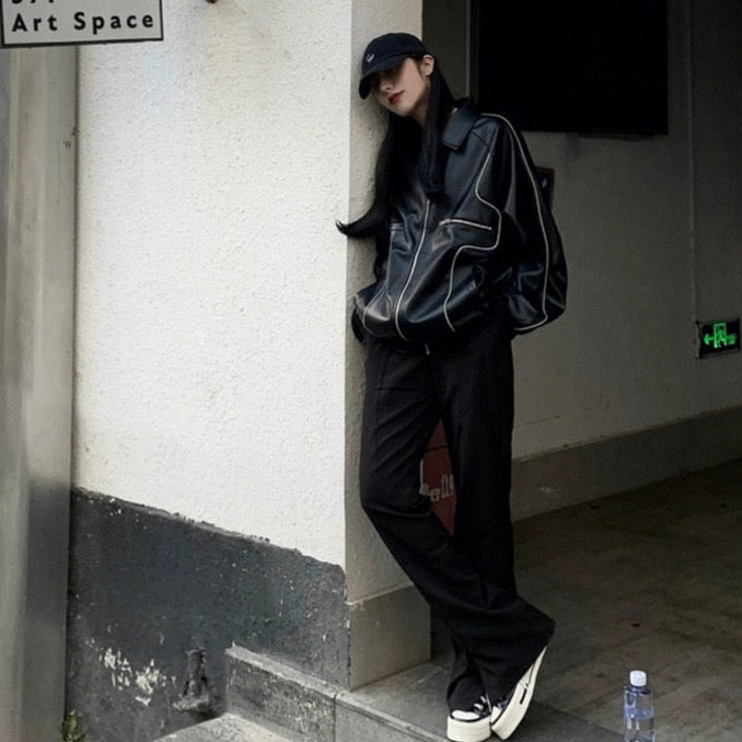 Heera Faux Leather Racer Bomber Jackets - 2 Colors