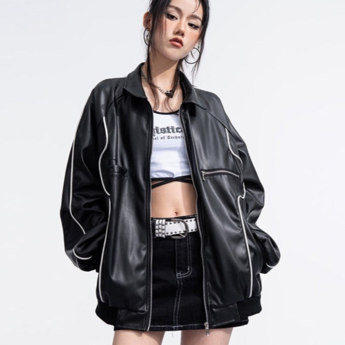 Heera Faux Leather Racer Bomber Jackets - 2 Colors