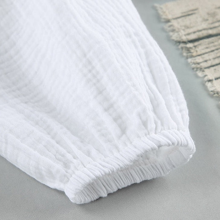 Heisey White Cotton Lacing Front Top and Shorts Set