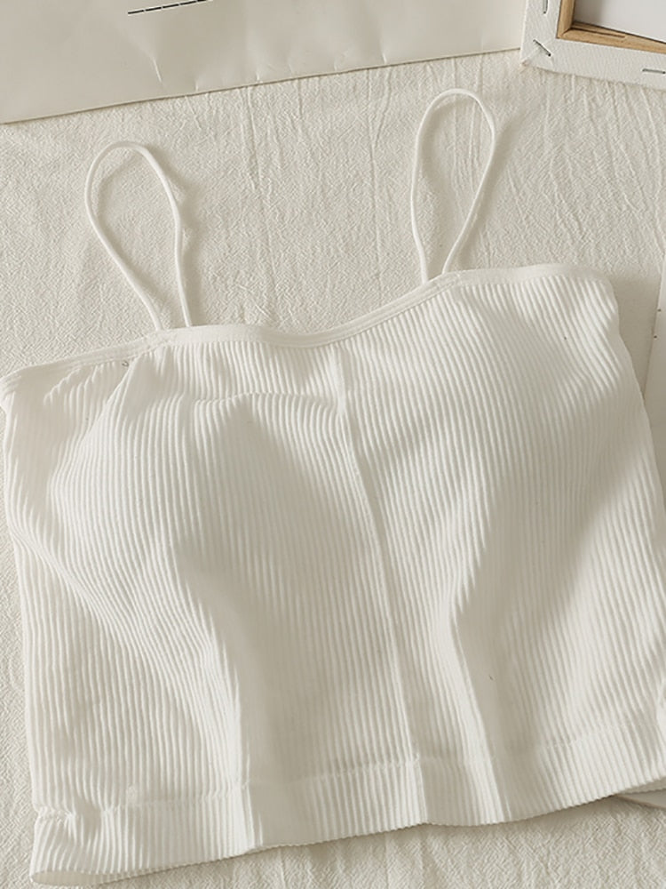 Cotton Basic Strapy Padded Camis