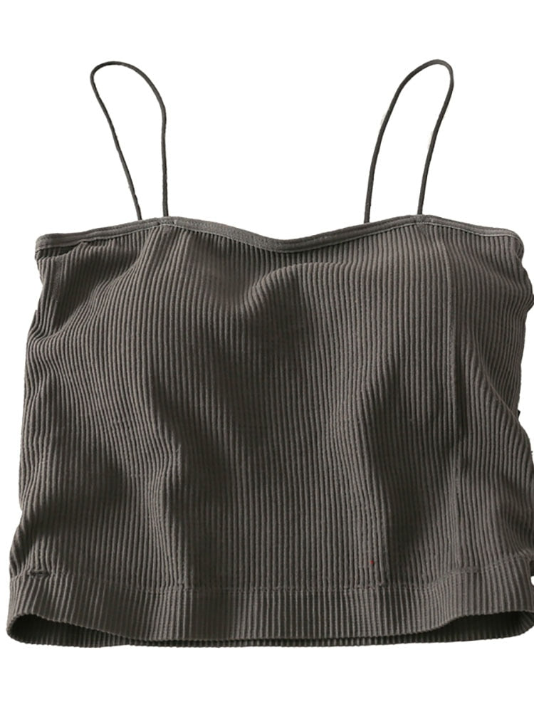 Cotton Basic Strapy Padded Camis