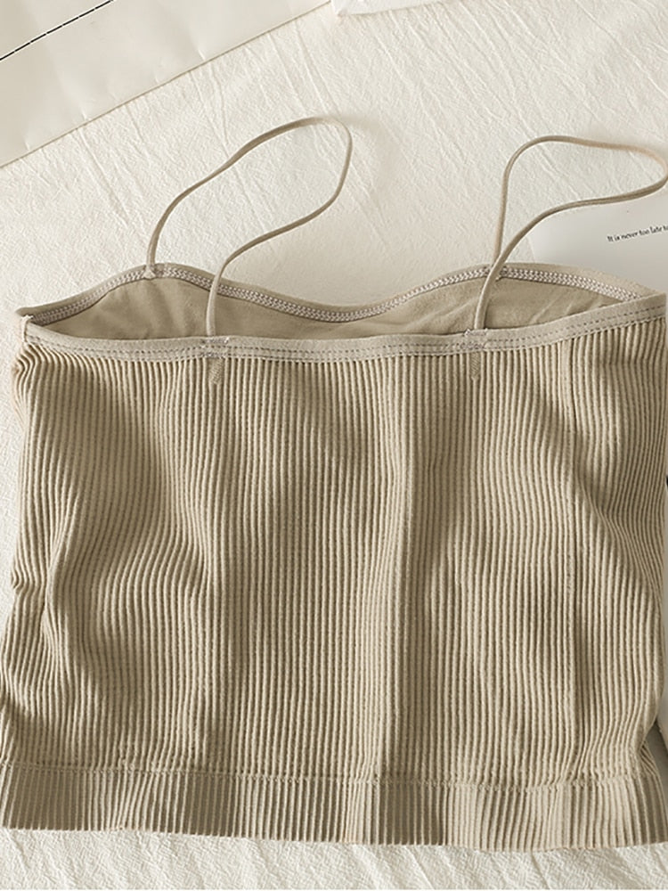 Cotton Basic Strapy Padded Camis