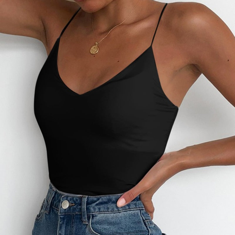 V Neck Basic Cami Top