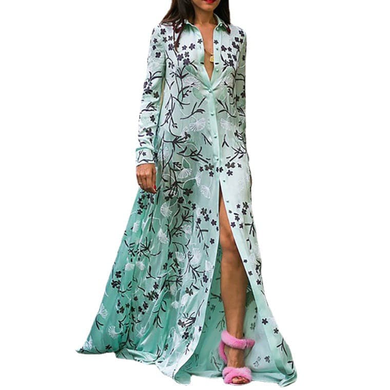 Print Dress  Long Sleeve Maxi Dresses