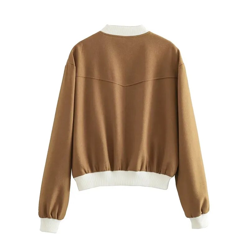 Hila Casual Autumn Crop Bomber Jackets