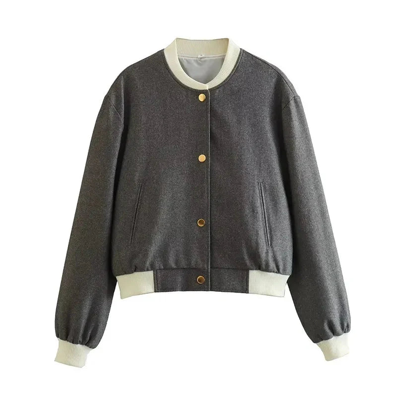 Hila Casual Autumn Crop Bomber Jackets