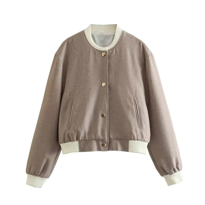 Hila Casual Autumn Crop Bomber Jackets