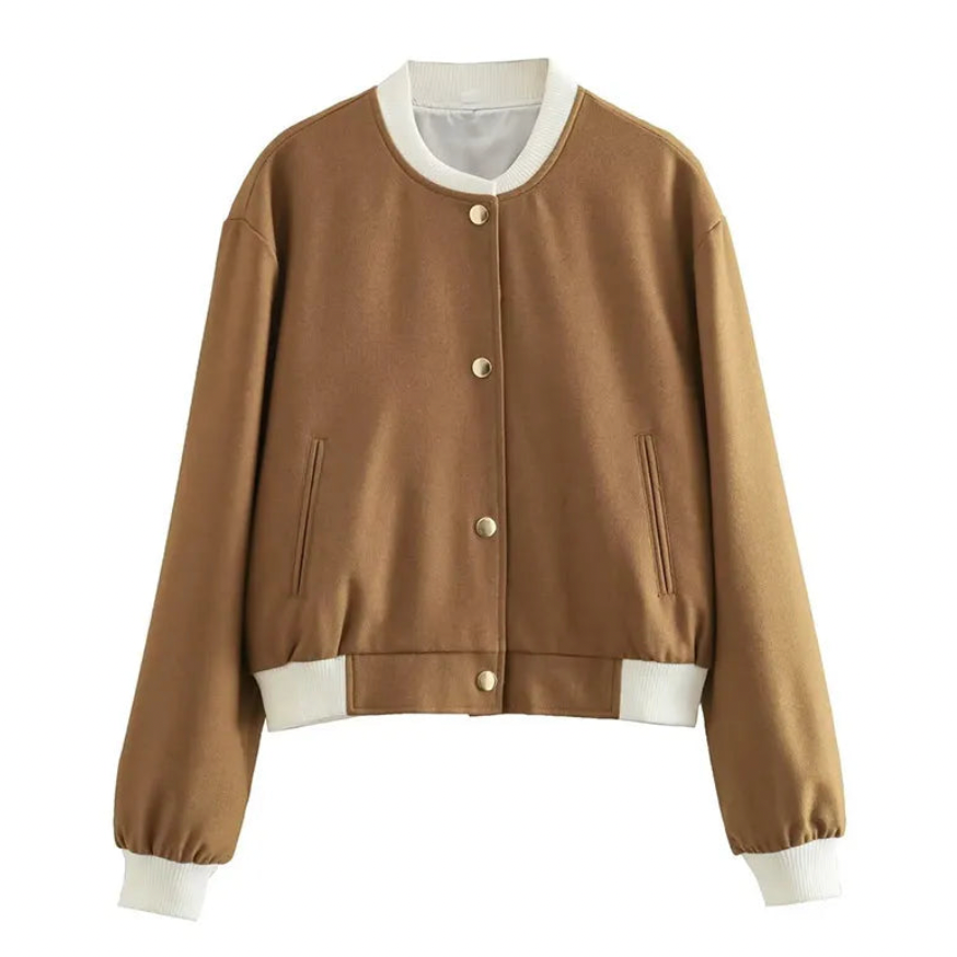 Hila Casual Autumn Crop Bomber Jackets