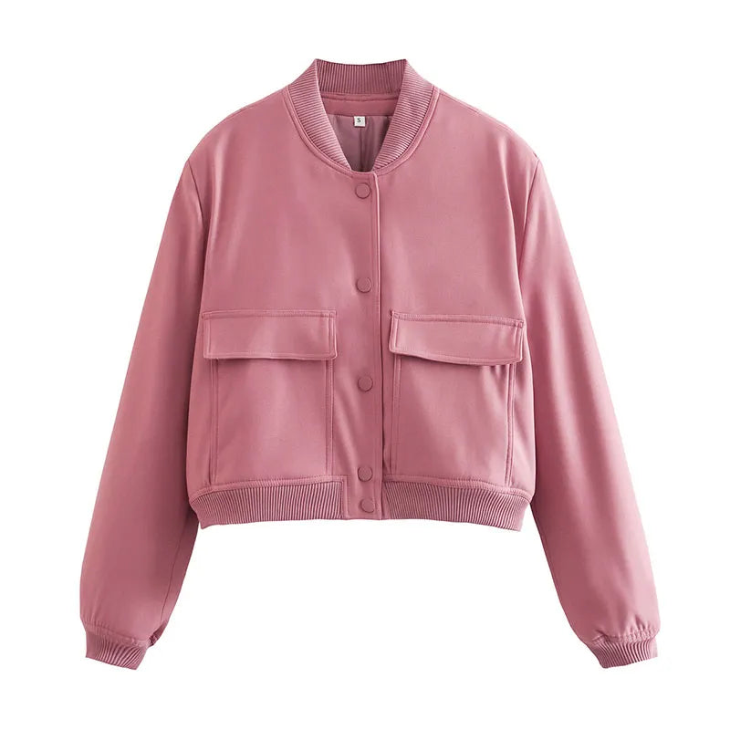 Hila Casual Autumn Crop Bomber Jackets
