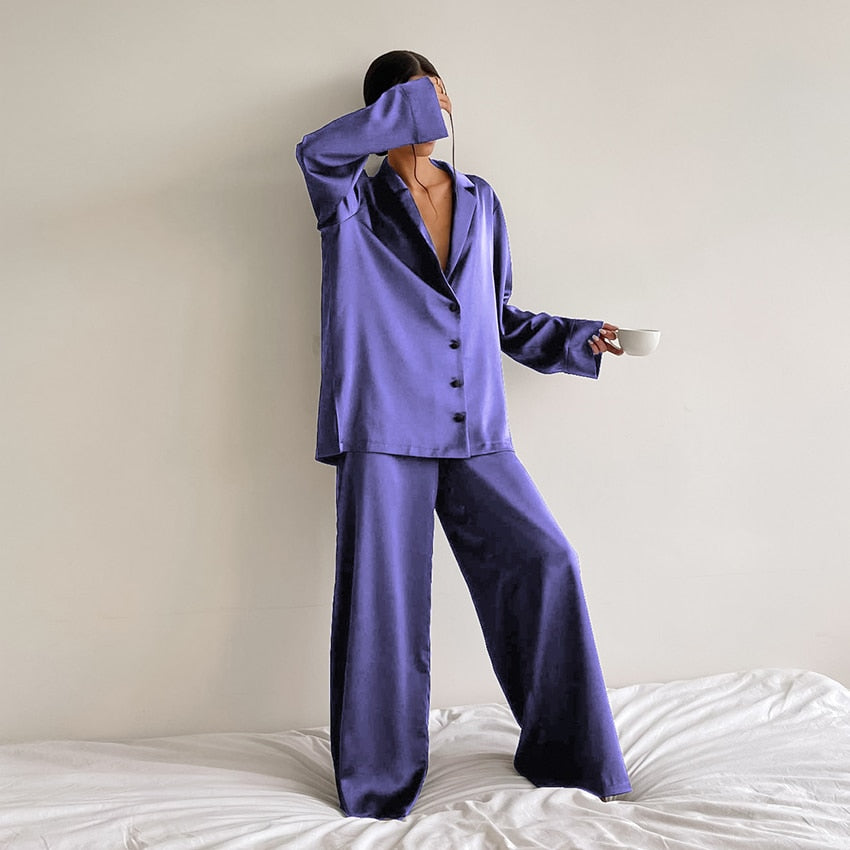 Hillary Oversized Satin Silk Pajama Set