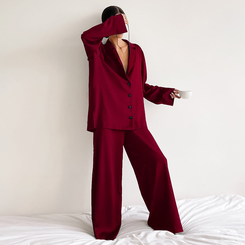 Hillary Oversized Satin Silk Pajama Set