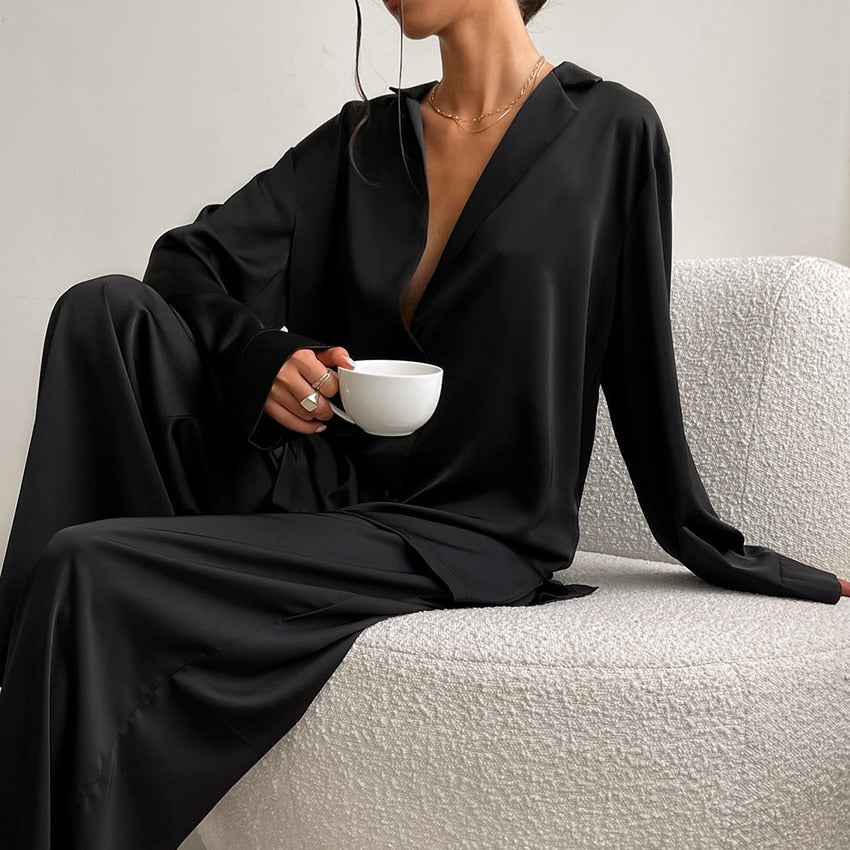 Hillary Oversized Satin Silk Pajama Set