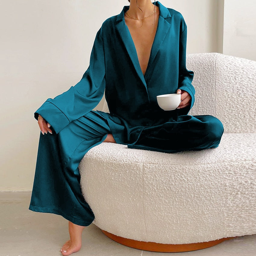 Hillary Oversized Satin Silk Pajama Set