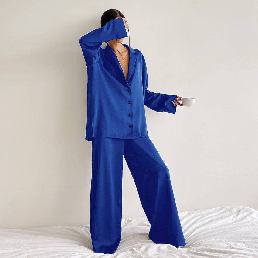 Hillary Oversized Satin Silk Pajama Set