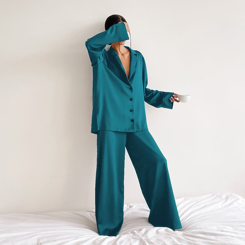 Hillary Oversized Satin Silk Pajama Set